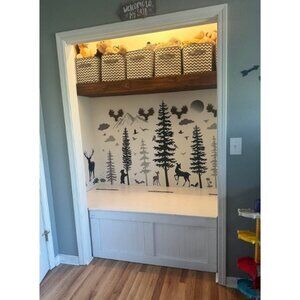 Nursery Wall Decals Forest Deers Wall Stickers Bears Pine Tree Wall Decals Mural